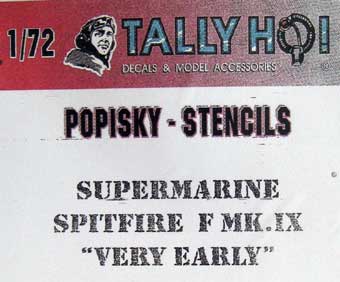 Supermarine Spitfire F Mk.IX "Early" Stencils