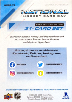 Checklist - 2023 Upper Deck National Hockey Card Day - Canada