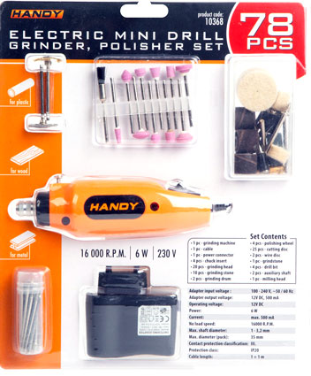 Modelárska mini vŕtačka HANDY DRILL s príslušenstvom