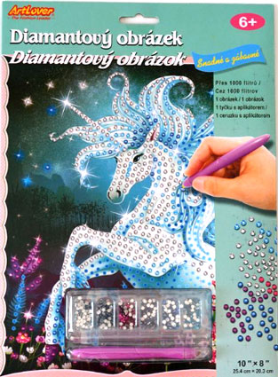 Diamantový obrázok jednorožec modrý