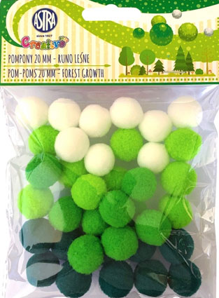 Plyšové guličky POMPOM 20 mm - Lesný podrast