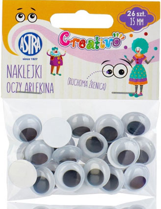 Oči s pohyblivou zorničkou 15 mm samolepiace