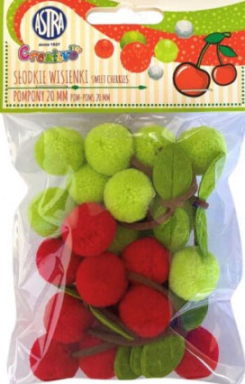 Plyšové guličky POMPOM 20 mm - Sladké višne