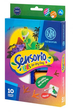 Modelovacia hmota (air dry clay) Sensorio Kids Dinosaurus - 10 farieb