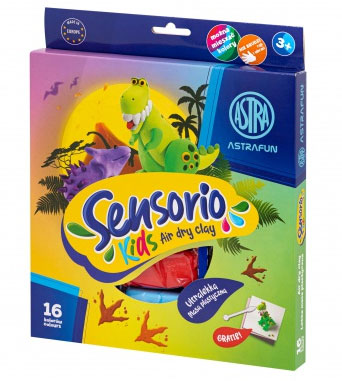 Modelovacia hmota (air dry clay) Sensorio Kids Dinosaurus - 16 farieb