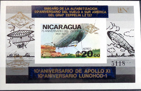 75. výročie Graf Zeppelin s pretlačou „1980 ANO DE LA ALFABETIZACION“