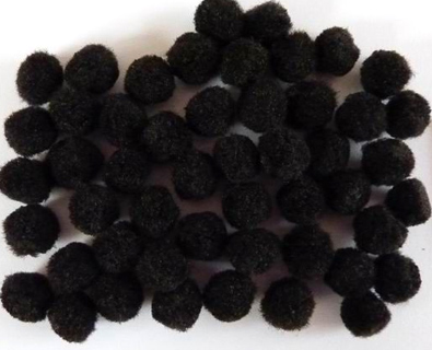 Chlpaté guličky 12 mm - čierne