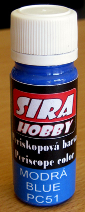 Periskopová farba modrá