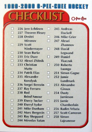 1999-2000 O-PEE-CHEE Hockey checklist  4/6   