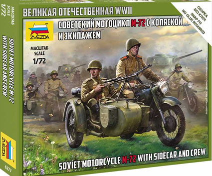 Soviet Motorcycle M-72 with Sidecar and Crew