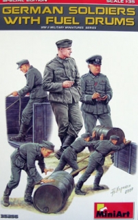 German Soldiers with Fuel Drums 