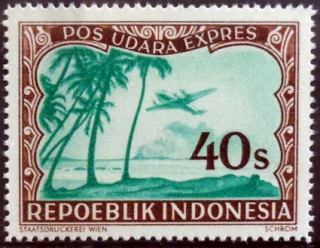 Airmail Express - Nápis "REPOEBLIK INDONESIA" & "POS UDARA EXPRES"