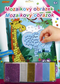 Mozaikový obrázok - Žirafa,slon a hroch