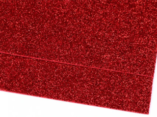 Penová guma Moosgummi samolepiaca glitrová červená