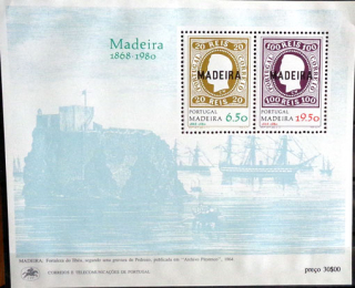 112. výročie prvého vydania známok na Madeire 