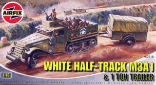 White half-track M3A1 & 1 ton trailer